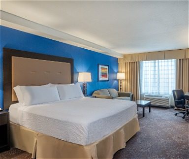 Hotel guest room with window